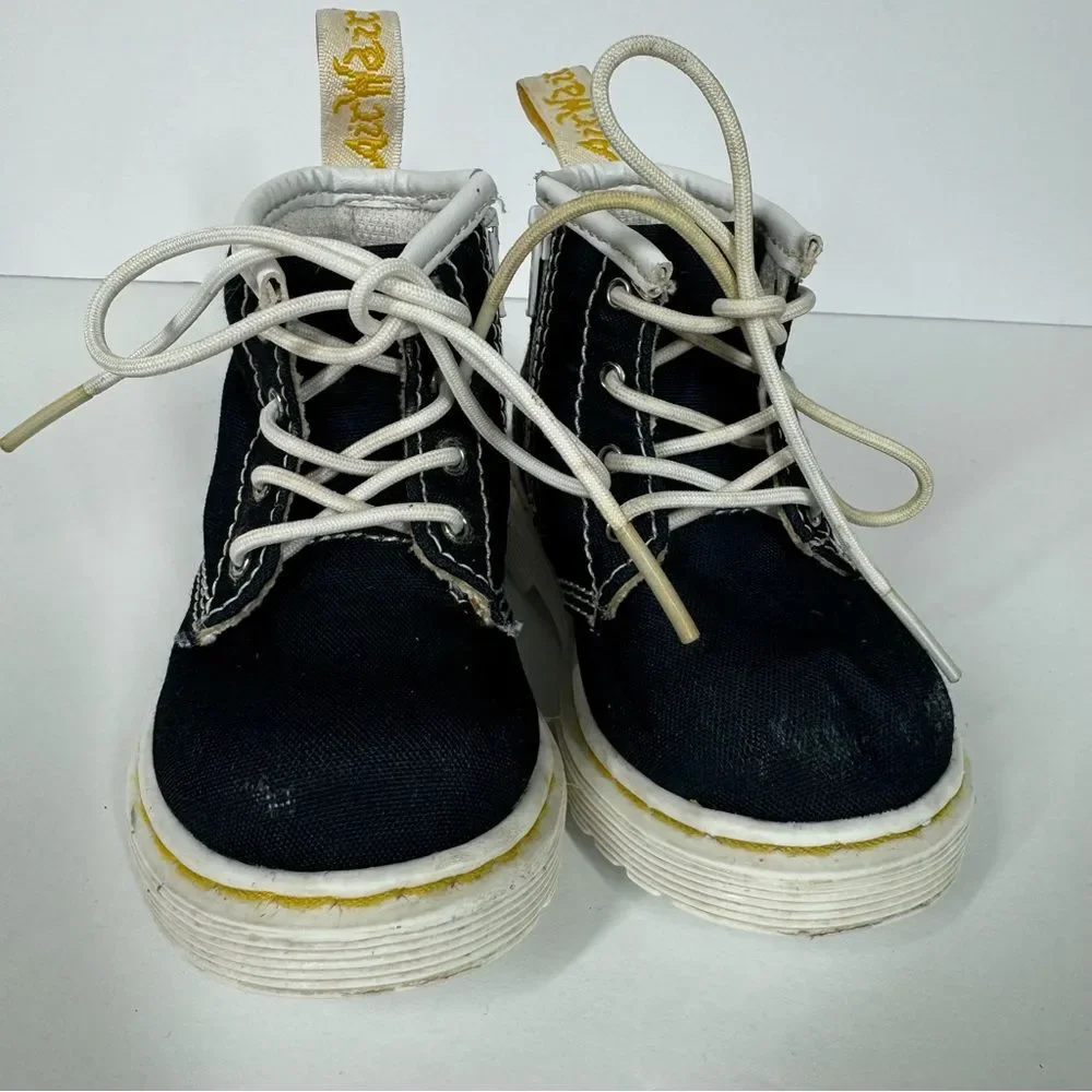 Dr Marten Kids Delaney Side Zip Boots Navy Canvas Infant Size US 5